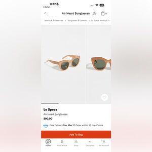 Le Specs Air Heart Sunglasses in Tan